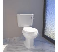 Bathroom Close Coupled Toilet Traditional WC Pan Oval Soft Close Seat Cistern & Handle White