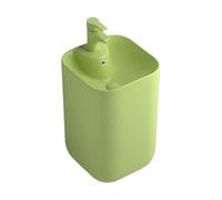 Bathroom Colorful Pedestal Sink, Ceramic Basin with Overflow, One Piece Floor Standing Bathroom Combination Freestanding(Green)