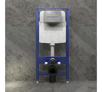 Bathroom Concealed 1140mm Height,100mm Depth Wall Hung Toilet Cistern Frame with Rectangular Sliver Flush Plate
