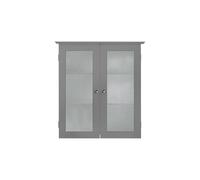Teamson Home Wall Mounted Bathroom Cabinet With 2 Textured Glass Doors, Bathroom Storage, Grey