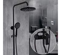 Bathroom Copper Can Be Lifted Retro Black Set Hand System In-wall Household Matte Round Top Spray Booster Shower Faucet Beautiful practical