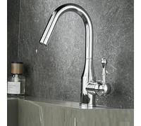 Bathroom Copper Face Wash Can Rotate Hot and Cold Basin Faucets, Bright Silver A