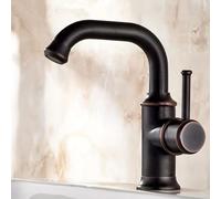 Bathroom Copper Hot and Cold Washbasin Rotating Faucet, Black Antique Low