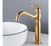 Bathroom Copper Rotating Hot and Cold Faucet, Gold High