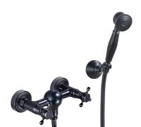 Bathroom Copper Wall Type Wall Mounted Faucet Simple Shower, Black Ancient Twist Gourd Five Links