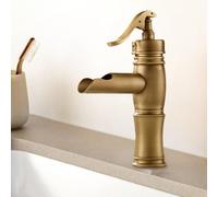Bathroom Copper Waterfall Hot and Cold European Vintage Basin Faucet, B Antique Short