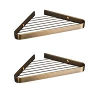 Bathroom Corner Caddy Shower Shelf Brass Basket Rack Organizer Bath Accessory Sets Kitchen Corner Shelves Unit Wall Mounted Organiser 2pcs, Non Rust,Waterproof, Antique Bronze