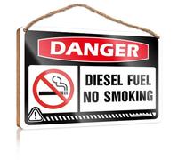 Bathroom Counter Decor Plaque - Printed Surface & Push Pull/Funny Desk Decor | Rustic Decor For The Bedroom, Danger Diesel Fuel No Smoking