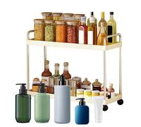 Bathroom Counter Organizer - 2-Tier Condiments Holder | Large Space-Saving Vanity Organizer for Makeup Station Under Sink Desk Closet Dorm Kitchen Coffee Bar