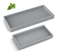 Bathroom Counter Tray,EG-SIPRO High-Grade Thickened Silicone Bathroom Vanity Tray,Shatterproof Durable Rectangle Bathroom Soap Dispenser Tray for Bathroom Countertop,Gray,Small+Large (EGTRAY)