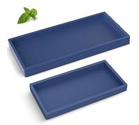 Bathroom Counter Tray,EG-SIPRO High-Grade Thickened Silicone Vanity Tray,Shatterproof Durable Rectangle Tray Soap Dispenser for Countertop,Sapphire Blue,Small+Large (EGTRAY)