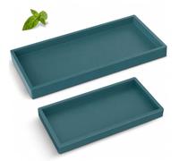 Bathroom Counter Tray,EG-SIPRO High-Grade Thickened Silicone Vanity Tray,Shatterproof Durable Rectangle Tray Soap Dispenser for Countertop,Sapphire Blue,Small+Large (EGTRAY)