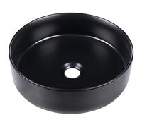 Bathroom Countertop Round Ceramic Wash Basin 400 mm Gloss Black Tebar
