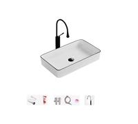 Bathroom Countertop Vessel Sink Small Apartment Bathroom Balcony Ceramic Wash Basin Above The Basin Nordic Simple Black Edge Household Wash Basin Bathroom Sinks,One Color-A