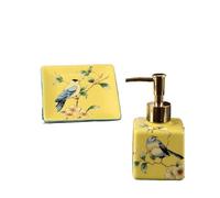 Bathroom Creative Ceramic Bathroom Two-piece Set Including Square Soap Dispenser And Dish(Yellow)