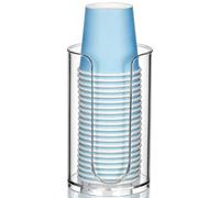 Bathroom Cup Dispenser 1 Pack, Small Disposable Paper Cup Holder, Clear Plastic Mouthwash Cup Dispenser for Bathroom Vanity Countertop, Space Saving, 3-5 oz Capacity