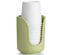 Bathroom Cup Dispenser, 3oz-4oz Ceramic Paper Cup Holder, Small Countertop Mouthwash Dixie Cups Accessories, for Vanity Countertops, Bathroom, Kitchen, and Dining Room, Green