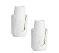 Bathroom Cup Dispenser, 3oz-4oz Ceramic Paper Cup Holder, Small Countertop Mouthwash Dixie Cups Accessories, for Vanity Countertops, Bathroom, Kitchen, and Dining Room, 2 Pack