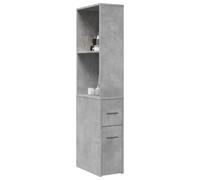 Bathroom Cupboard Concrete Grey Engineered Wood 22x41x135cm 2 Shelves Drawer