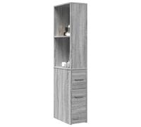 Bathroom Cupboard Grey Sonoma 22x41x135cm Engineered Wood Narrow 2Shelves Drawer