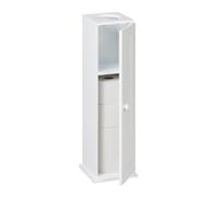 Relaxdays Bathroom Cabinet, Toilet Roll, Free-standing, Wooden, Storage, 2 Shelves, HxWxD: 65x19.5x19.5 cm, MDF, White, Fibreboard, 65 x 19.5 x 19.5 cm
