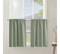 Bathroom Curtains for Small Windows,Blackout Privacy Sage Green Curtains 30 Inch Length for Mini Laundry Room Bedroom Kitchen,Light Green Short Boho RV Curtain for Camper Travel Trailers,2 Panels Set
