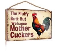 Bathroom Decor Sign Welcome To The Fluffy Butt Hut, Mother Cuckers! Winter Door Decorations Desk Accessories For Women(20X30CM)