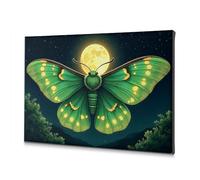 Bathroom Decor Wall Art A Green Butterfly With Glowing Spots Flies Under A Full Moon. Canvas Decorative Picture Wall Pictures For Living Room Bathroom Decor Wall(40x60cm)