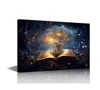 Bathroom Decor Wall Art Ancient Holy Bible Book Wall Paintings 1 Piece Symbolizing Wisdom Wall Art for Living Room Decor Christian Wall Pictures Stretched and Framed Ready to Hang (16''Wx 24''H)