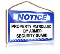 Bathroom Decor Wall Art Funny Notice Property Patrolled By Armed Security Guard Wooden Sign Funny Desk Live Signs Bathroom Signs Decor Funny(15X28CM)