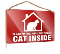 Bathroom Decor Wall Art Funny Save Our Cat in Case of Fire Wooden Sign Cool Posters for Guys Funny Bathroom Signs(20X30CM)
