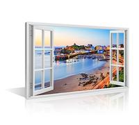 Bathroom Decor Wall Art Sunrise Wall Paintings 1 Piece Tenby Harbour Pembrokeshire Wales UK Wall Decoration for Living Room Decor Wall Pictures Stretched and Framed Ready to Hang (24''Wx 36''H)