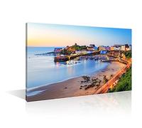 Bathroom Decor Wall Art Sunrise Wall Paintings 1 Piece Tenby Harbour Pembrokeshire Wales UK Wall Decoration for Living Room Decor Wall Pictures Stretched and Framed Ready to Hang (16''Wx 24''H)