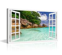 Bathroom Decor Wall Art Window View, Wilderness Nature Photography Wall Decoration for Living Room Bedroom 1 Piece Realism Scenic Landscape Canvas Wall Art Home Decor Framed Ready to Hang(36"W x 24"H)