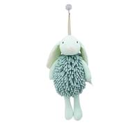 Bathroom Decorations Cartoon Little Rabbit Hand Towel Doll Functional Animal Rabbit Hand Towel Racks for Bathroom Door (Green, 35cm)