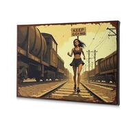 Bathroom Decorations Keep Going: A Woman'S Journey On The Rails Canvas Decorative Picture Easter Decor Bedroom Decor(30x40cm)