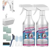 Bathroom Descaler Foam Cleaner - Powerful Stain Remover for Stubborn Limescale, Soap Scum, Hard Water Rings - Toilet, Shower, Bathtub, Sink, Tile - All Surface Spray, No Scratch Formula (2PCS)