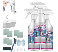 Bathroom Descaler Foam Cleaner - Powerful Stain Remover for Stubborn Limescale, Soap Scum, Hard Water Rings - Toilet, Shower, Bathtub, Sink, Tile - All Surface Spray, No Scratch Formula (3PCS)
