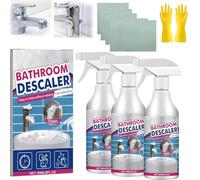 Bathroom Descaler Foam Cleaner Spray, 2025 Upgraded Stubborn Stains Cleaner, Multipurpose Powerful Foaming Bathroom Glass Cleaner, for Bathrooms Bathtub Toilet Shower Sink Glass (3)