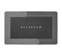 Bathroom Diatomite Stone Floor Mat 60x40cm Non Slip Quick Dry Absorbent Pad with Rubber Base for Safe Stable Grip, Smooth Low Maintenance, for Shower Room, Kitchen or Laundry Entry(Grey)