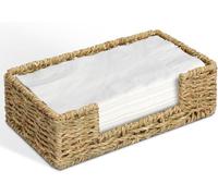 Bathroom Disposable Guest Towel Napkin Holder Long Seagrass Woven Rattan Wicker Table Dinner Paper Hand Guest Towel Napkin Basket Tray Caddy for Kitchen