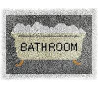 Bathroom DIY Latch Hook Rug Kits for Adults Tapestry Pre-Printed Patterns Carpet Needlework Crochet Yarns Latch Hooking Mat for Home Decor 52x38cm(g147)