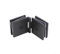 Bathroom Door Brass Clamp Hinge for 8-12 mm Tempered Glass, Square Design 0 Degree Angle Hardware Fixing Bracket, Compatible with Shower Screen Door,(Black)