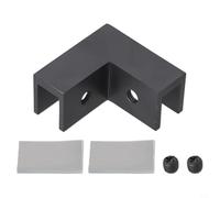 Bathroom Door Clamp for 8-12 mm Tempered Glass, Shower Glass Fixing Bracket with 90 Degree Angle, Brass Square Mounting Hardware in Chrome, Brushed, Blac(Black)