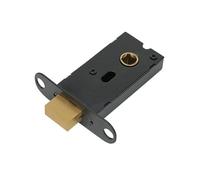 Bathroom Door Lock, Toilet Doors Deadbolt Lock, Internal Door Locks, Flat Tubular Mortice Latch, Dark Metallic Finish and Brass Locks Heart, for Timber Doors Or Gates On Outbuildings