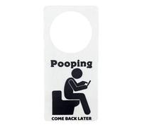 Bathroom Door Sign - Novelty Pooping Come Back Later Occupied Sign 17x8x0.5cm, Wooden Door Knob Hanger Siign for Restroom Bathroom Do0r Handles