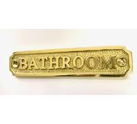 BATHROOM Door Sign Solid Brass with a Polished Lacquered Finish 16.2 x 3.3cm comes with Screws ensuite WC toilets Loo DSN-3PL