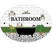 Bathroom Door Sign Victorian Style Green and Pink | Traditional Botanical Design, With Hanging Plants, Plaque