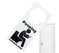 Bathroom Door Sign - Wooden Door Hanger, Poosing Will Return Later Sign | Funny Busy Sign Bathroom Door Toilet Door Knob Sign Convenient for Home Shop Toilet Decorative Door Hanging Sign Gadget