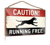 Bathroom Door Signs For Home Caution: Free Running Dog Wooden Sign Balcony Decor Boss Day Gifts(23X35CM)